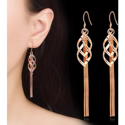 925 Sterling Silver Fashion Party Jewelry Long Tassel Twisted Drop Earrings For Women Charming Ear Jewelry S-E872