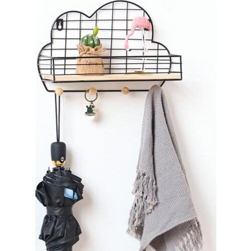 Wrought Iron Cloud Shaped Wall Shelf Home Wall Mounted Display Storage Shelf Organization Rack Decor Hook Storage Finishing Rack