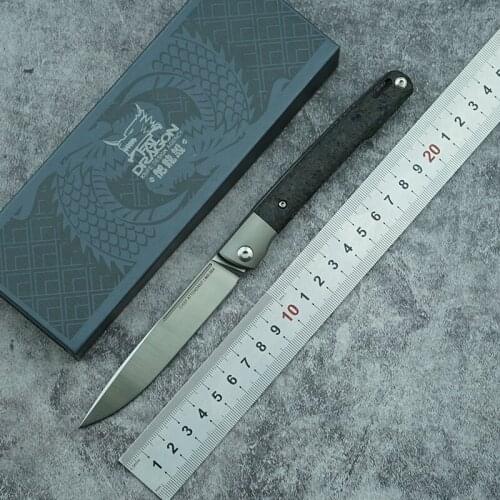 LEMIFSHE new folding knife M390 blade titanium/carbon fiber handle camping outdoor survival kitchen fruit knife EDC tool knife