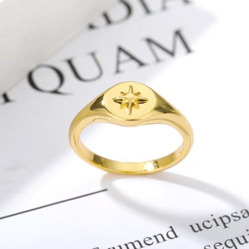 Popular Logo Sun Seal Rings For Women Ins Cold Wind Restoring Ancient Ways The Sun Flower Round Ring On Finger Jewelry 2020