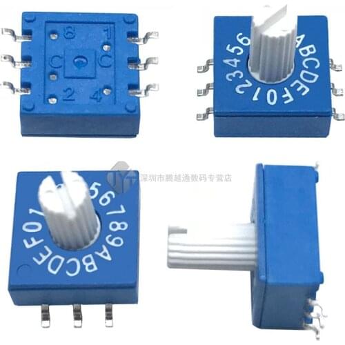 SMD 0-F rotary encoder switch with handle DIP switch 10 bit 16 bit PCB encoder 8421C positive code 3 : 3