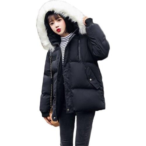 Down Cotton Coat Women 2021 Winter New Korean Parka With Hooded Thicken Plus Size Loose Harajuku Female Bread Coat JD1496