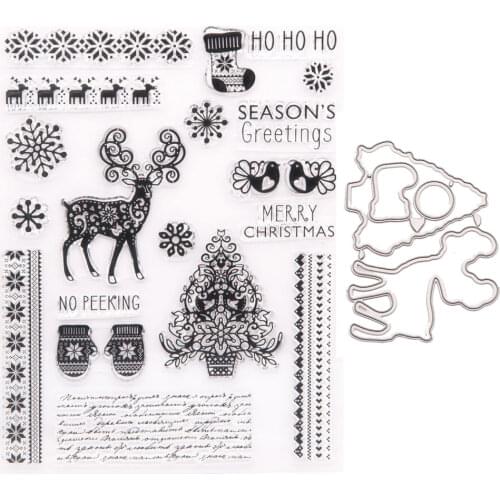 Christmas series Metal Cutting Dies and Clear Stamp Set for DIY Scrapbooking Photo Album Decoretive Embossing Stencial