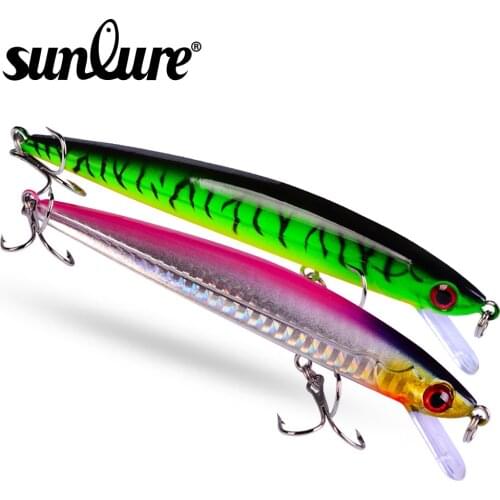 Minnow sunlure 1pc Floating 9.1g-0.32oz Painting Fishing Lure 11.2cm-4.41" Hard Bait 5 color Fishing Tackle Treble Hook New