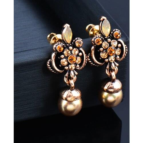 LEEKER Vintage Palace Style Champagne Grey Pearl Earrings For Women Wedding Jewelry 628 LK2