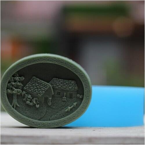 Silicone Mould Oval Christmas House Tree Soap Mold Handmade Soaps Molds Aroma Stone Moulds Silicone Rubber CIQ,FDA,LFGB,CE / EU