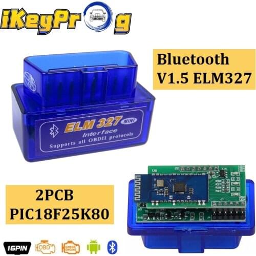 2PCB Bluetooth V1.5 ELM327 PIC18F25K80 ELM 327 OBD2 Scanner ELM327 1.5 OBDII Diagnostic Scanner Double PCB