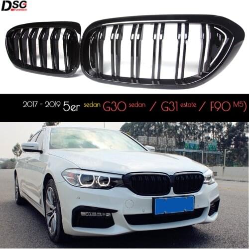 Replacement G30 Front Bumper Grill ABS 2-slat Gloss Black Kidney Grille For BMW 5 Series F90 M5 G31 Estate 520i 530i 540i