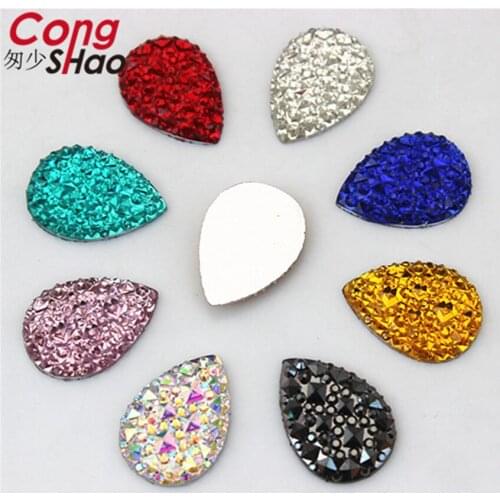 Cong Shao 50pcs 13*18mm Colorful Drop Shape Flatback Resin Rhinestone Applique Stones And Crystals Garment Accessories 8Y412