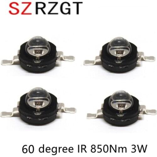 10pcs High Power LED Chip 60 degree IR 850Nm 3W LED Beads Emitter Light Infrared Radiation Bulb Laser Flashlight Night Vision