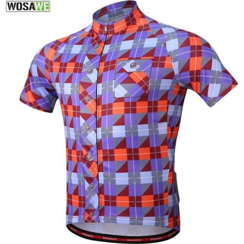 WOSAWE Short Sleeve Cycling Jersey Tops Biking Mens Shirts Bike Clothing Full Zip with Pockets for Running Exercise Fitness