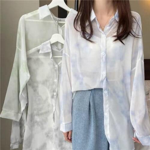 Long sleeve shirt chic Tianma star sky top womens summer thin 2021 new Korean loose sunscreen cardigan coat