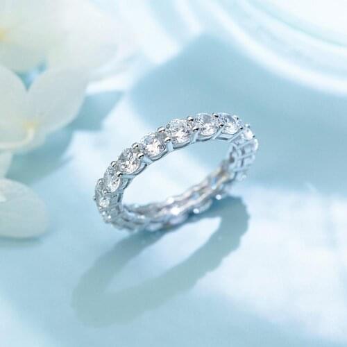 Eternity Promise Ring 4mm Diamond Cz 925 Sterling Silver Party Wedding Rings for Women Bridal Fine Engagement Jewelry