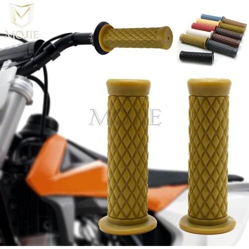 11 Colors 22/24mm Vintage Rubber Motorcycle Hand Grip Handbear Handle Bar For Honda Yamaha Kawasaki Suzuki ATV Ducati
