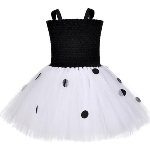 1950s Vintage Polka Dots Audrey Tutu Dress Balck and White Retro Tulle Kids Dresses for Girls Halloween Birthday Party Dress Up