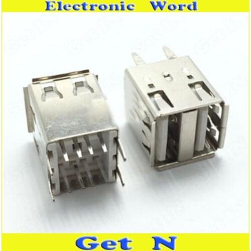 20pcs-200pcs 16.8mm Vertical Dual 2.0 USB Female Ports Jacks White for Computer PC Motherboard
