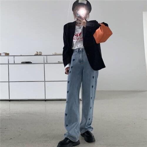 2021 Fashion Harajuku Straight Pants Woman Jeans High Waist Clothes Wide Leg Denim Clothing Blue Streetwear Vintage Quality