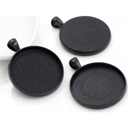 5pcs 30mm Inner Size Black Classic Style Cabochon Base Setting Charms Pendant (B7-14)