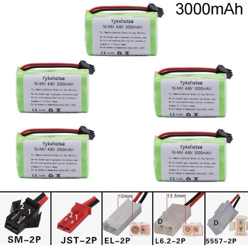5PCS/lot 3000mah 4.8V NI-MH Battery For Rc toys Cars Boats Guns 4.8V Battery 4* AA NIMH Battery Pack for toys accessory