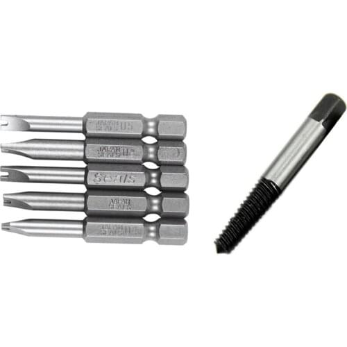 5Pc Screw Extractor Out Remover Set 3mm- 18mm with 5Pcs Set Security Bit Set Tamper Proof Screwdriver Drill Bit