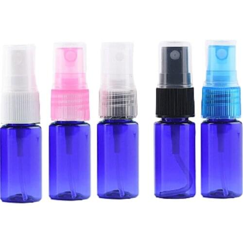 PET Cosmetic Packaging Bottles Blue Clear Brown Green Plastic Spray Bottle 10ml Empty Perfume Atomizer Refillable Vials 50pieces