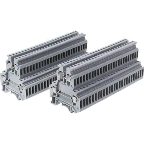 50 Pcs UKK3 DIN Rail Double Level Dual Row Terminal Block 500V 25A 28-12AWG Gray