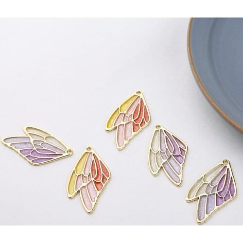 6pcs New Hot Sale Fashion Glitter Pink Alloy Earrings For Women Girls Wings Cicada Wings Pendant Trend Diy Accessories Materials