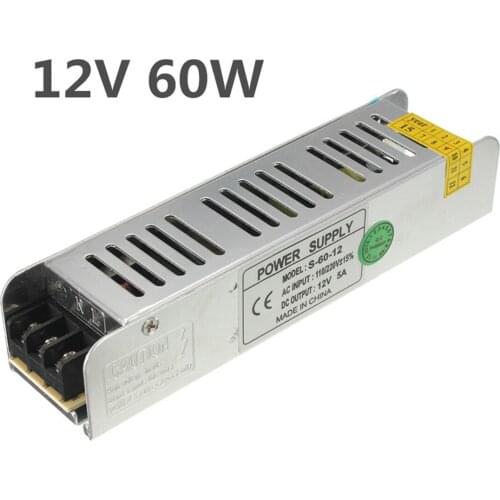 60W DC 12V 5A Small Volume Single Output Switching Power Supply LED Strip Light Display Power Supply Mini Power AC85-265V