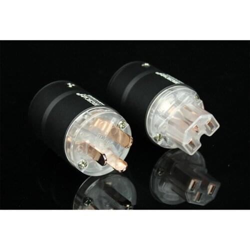 6N pure red copper US power plug & IEC plug A pair for DIY amplifier power cable