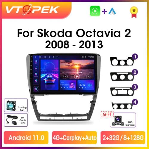 Vtopek 10.1" 4G+WiFi 2din Android Car Radio Multimidia Video Player Navigation GPS For SKODA Octavia 2 A5 2007-2014 Head Unit