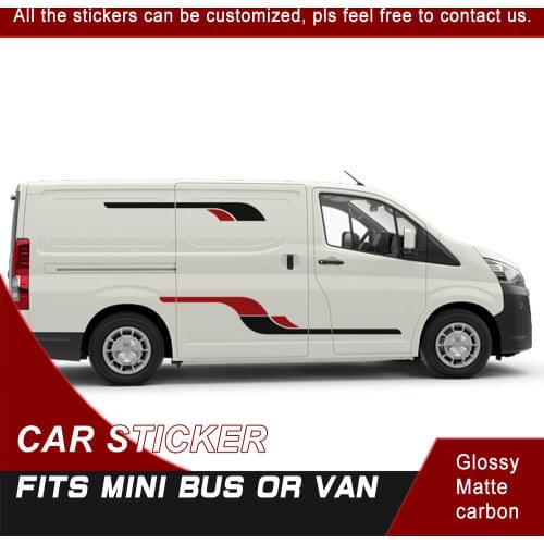Car decals 2 pieces include left and right and back side body Black Red graphic Vinyl car sticker fit for mini bus or van