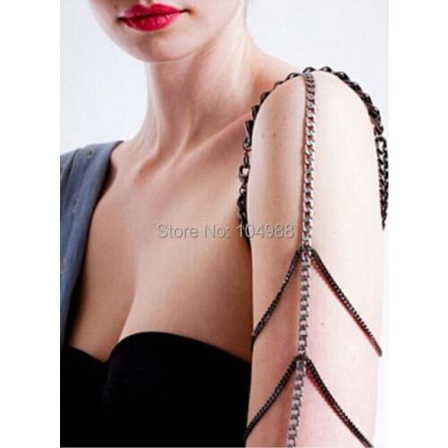 FREE SHIPPING B369 SILVER AND GRAY PLATED ARM CHAINS MULTI-LAYERS ARM CHAINS BODY JEWELRY