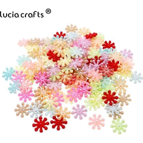100pcs/lot 15mm Snowflake Beads Craft ABS Imitation Pearls Flatback For Art DIY Decor F0320