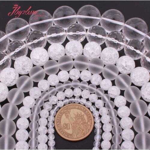 Natural Stone Beads Round White Crystal Rock Quartz For Woman DIY Necklace Bracelet Earring Jewelry Making 15" Free Shipping