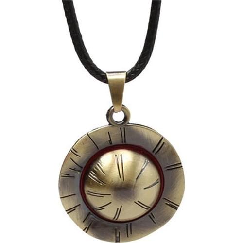 Alpine Collection One Piece Naruto Anime Bronze Mesh Hat Looking Metal Necklace