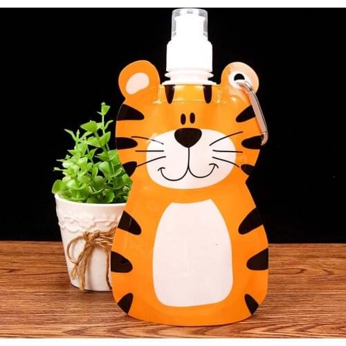 1Pcs 360ml Eco Friendly Foldable Cartoon Water Bag Drinkware Travel Drink Bottle Safe for Kids Children