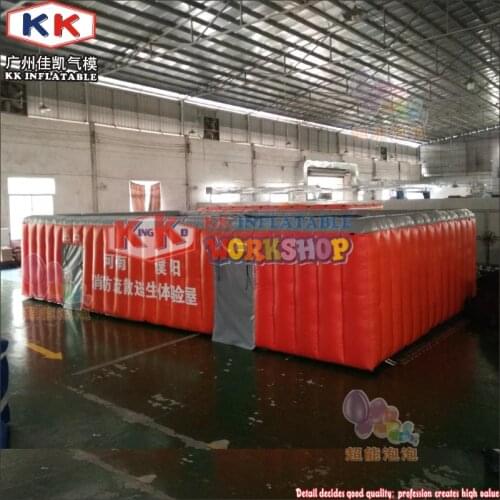 Custom size 10x6m earthquake fire disaster escape exercise inflatable fire fighting drill tent