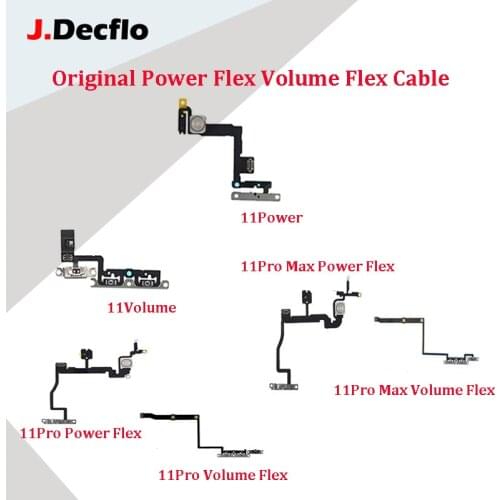 JDecflo ORIGINAL Power Flex Volume Flex Cable For iPhone 11 11pro 11promax With Metal Parts Original New With Metal Replacement