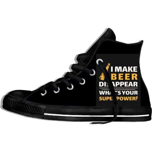 I Make Beer Disappear Novelty Design Harajuku Lightweight High Top Canvas Shoes Men Women Casual Breathable Sneakers