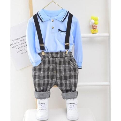 Spring Autumn Baby Boys Girls Cotton Clothes Kids Solid T-shirt Overalls Bib Pants 2Pcs/sets Infant Children Toddler Tracksuits