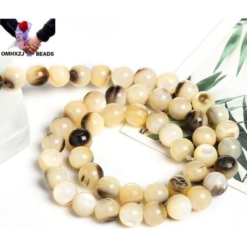 OMH Wholesale JD173 4 6 8 10mm Natural Jewelry DIY Making Bracelet Necklace Natural AAA Black Shell Loose Spacer Round Beads