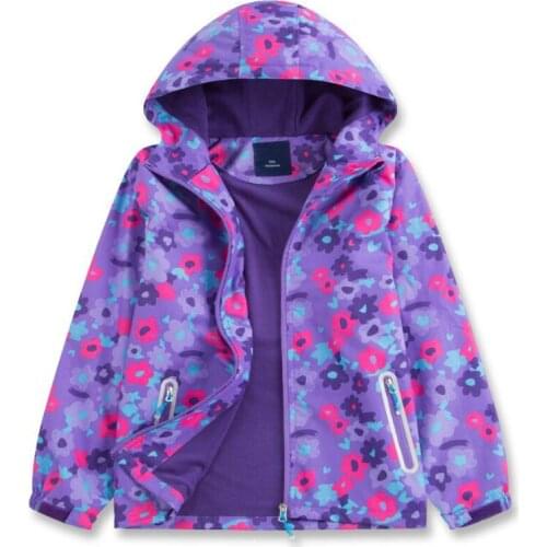 ZWY573 Jacket For Girls Spring Childrens Flower Fleece Clothes Girls Coat Windbreaker Outerwear Kids Polar Fleece Windproof