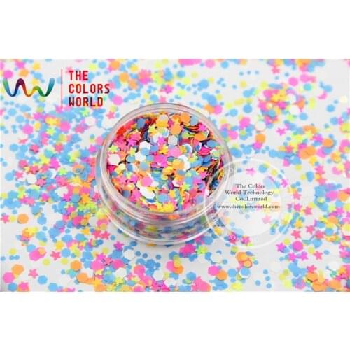 MFH-272 Mix Colors and shapes solvent resistant Glitter for nail art nail gel nail polish makeup and DIY decoration