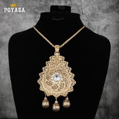 Gold Color Fashion Ethnic Women Vintage Pendant Necklace Wedding Jewelry
