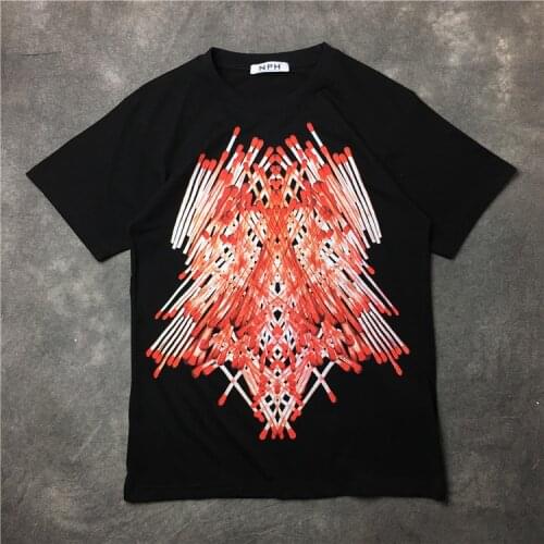 Men New High Punk Fashion T Shirts Red Matchstick T-Shirt Hip Hop Skateboard Street Cotton T-Shirts Tee Top #G52