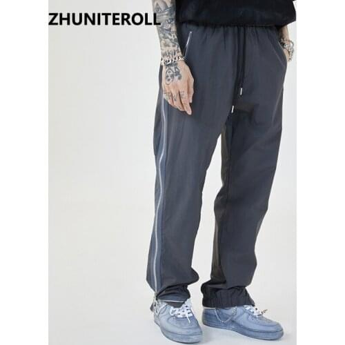 2021 Harajuku Side Zipper Pants Men Streetwear Retro Vintage Pants Hip Hop SweatPants Fashion Baggy Joggers Trousers Clothing