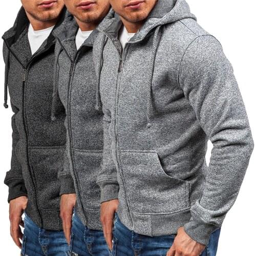 2020 Autumn Winter New European American Men Leisure Sport Work Out Fleece Cardigan Round Neck Sweater Coat