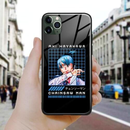 Aki hayakawa Chainsaw Man Soft Silicone Glass Phone Case Cover Shell For iPhone SE 6 6s 7 8 Plus X XR XS 11 12 Mini Pro Max