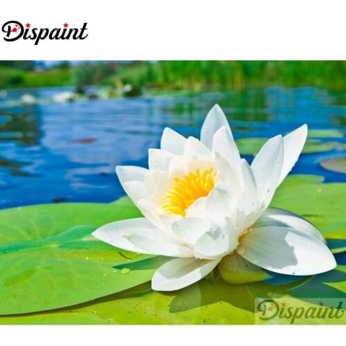 Dispaint Full Square/Round Drill 5D DIY Diamond Painting "White flower" Embroidery Cross Stitch 3D Home Decor A10914