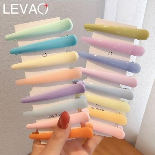 Levao 4/12pcs Set Candy Color Hairpins Plastic Large Duckbill Clip Barrettes for Women Bangs Side Hair Clips Hair Ornament